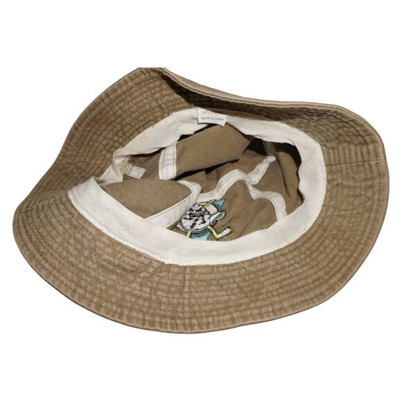 Vintage Mighty Ducks of Anaheim NHL Bucket Hat Cap Khaki Tan Embroidered 90s - Picture 4 of 4